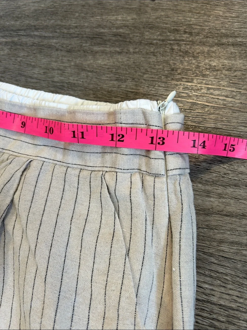 Zara Textured Pinstripe Wide Leg Crop Pants Cream Women’s Size 4